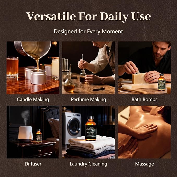 Auelife 4oz Smoke & Vanilla Men Essential Oils for Diffusers for Home - Long Lasting Fragrance Oil for Candle & Soap Making, Father's Day & Birthday Gifts for Him - Masculine Scented Oil for Men Gift