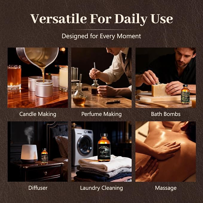 Auelife 4oz Sandalwood & Oud Essential Oils for Diffusers for Home - Woody Fragrance Oil for Candle Making, Soap Making, Father's Day & Birthday Gifts for Him - Masculine Scent for Men Gift