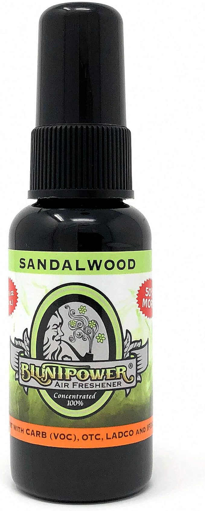 BluntPower (Sandalwood, 1 Pack) Concentrated Air Freshener for Room and Car Spray - Oil-Based Diffuser Spray Bottle - Long-Lasting Bathroom Spray, Car Freshener, & Odor Eliminator Spray