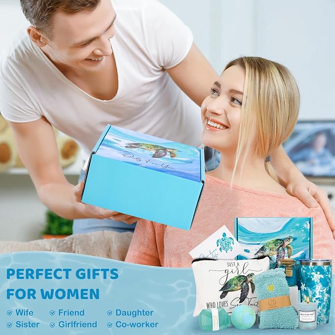 Sea Turtle Gifts for Women, Turtle Gifts Set for Turtles Lovers, Turtles Gift Baskets Relaxing Spa Bath Gift Baskets, Birthday Gifts for Women Gift Set for Her Sister Friends Mom Mothers Day