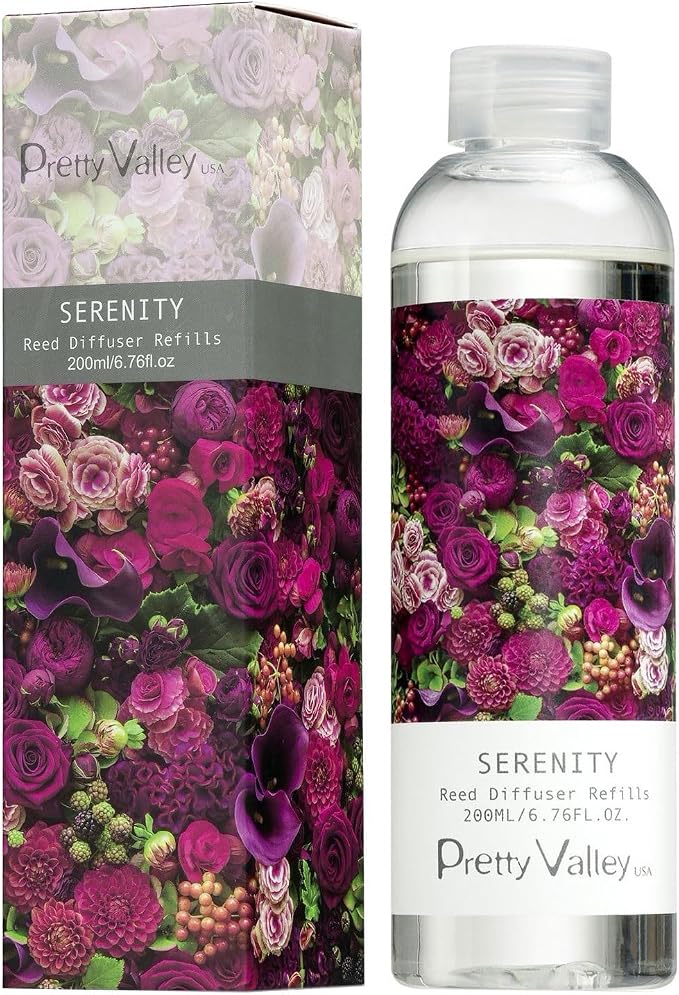 Reed Diffuser Refill Serenity 6.76oz (200ml), Long-Lasting Floral Essential Oil, Home Fragrance for Bedroom, Bathroom Home Decor