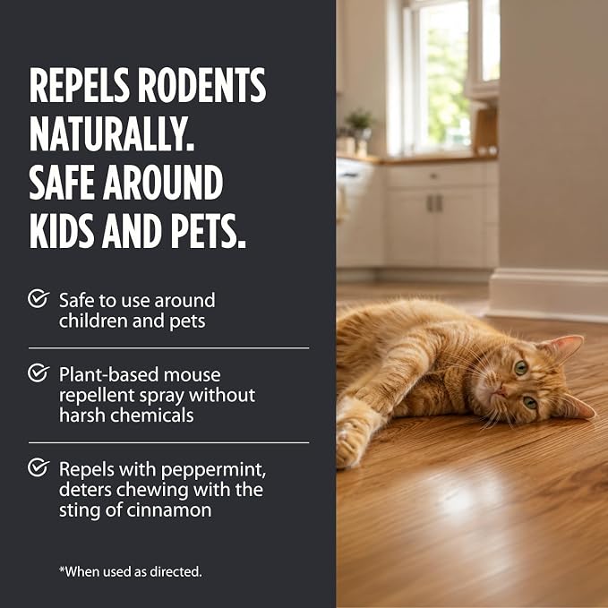 Grandpa Gus's Rodent Repellent Spray - Peppermint Oil and Cinnamon Oil Spray for Rodents & Mice - Plant-Based Mouse Deterrent for Cars, RVs, Garages & Indoor Spaces - Non-Staining Formula - 128 oz