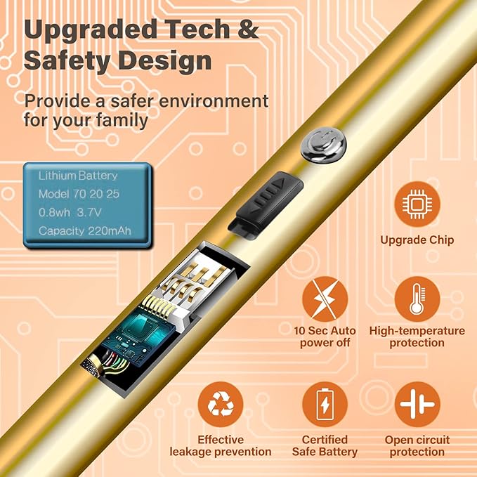 Electric Candle Lighter Windproof USB Rechargeable Flameless Long Neck Lighter for Candles Gas Stove Fireplace BBQ Kitchen Grills (Gold)