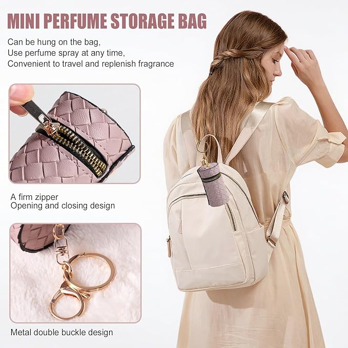 JPNK Mini Refillable Perfume Portable Atomizer Bottle 5PCS Travel Size Spray Refillable Refill Bottle 5 ml with Travel and Outgoing Bag