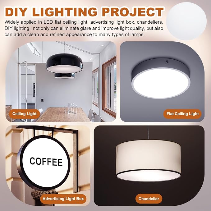 PATIKIL Lampshade Diffuser, 14.5" Diameter Round Diffuser for Drum Lampshades Pendants Light, DIY Light Shield, Frosted White