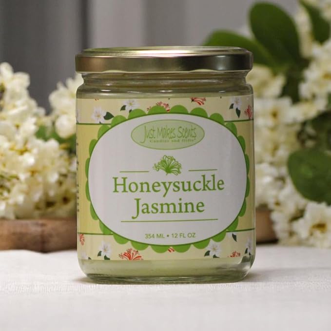 Honeysuckle Jasmine | Spring and Summer Floral Fragrance | Hand Poured in the USA by Just Makes Scents (12 oz)