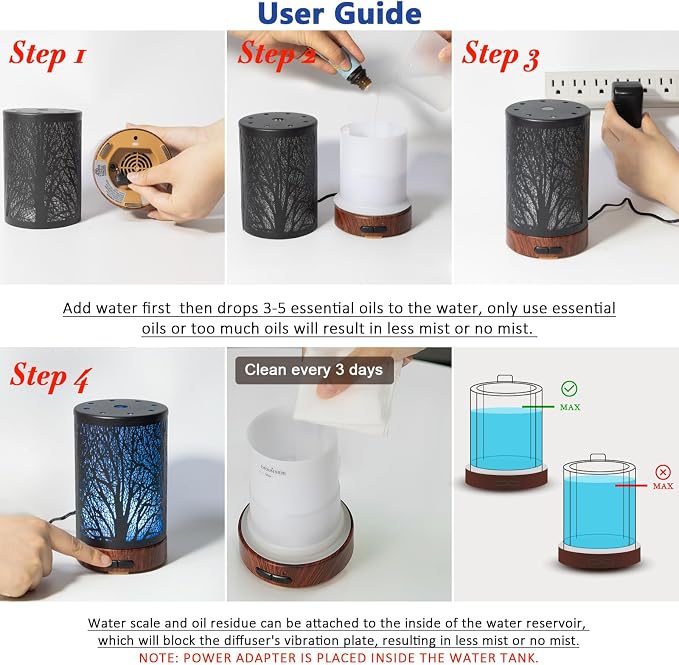 EQUSUPRO Essential Oil Diffuser Aromatherapy Diffuser 150ml with 6 Essential Oils Set, Diffuser for Essential Oils, Auto Off 7 Colors Night Light Gifts for Mom