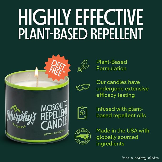 Murphy's Naturals Mosquito Bug Repellent Candles for Outdoor Patio, Citronella & Essential Oils, Soy/Beeswax Blend, 30-Hour Burn Time, 9 Ounce, 2-Pack