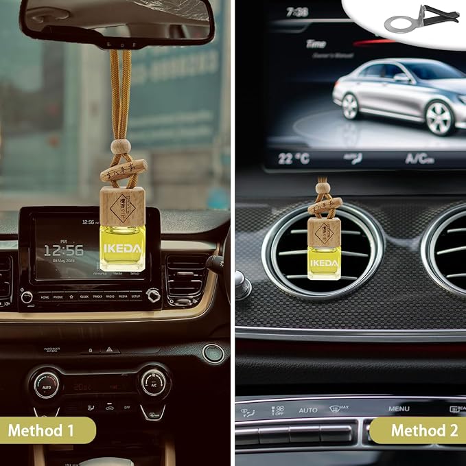 ikeda fragrance Car Air Freshener | Square Hanging Car Scent with Vent Clip Bottle | Long Lasting Fragrance | Essential Oil Diffuser | Odor Eliminator Deodorizer (Square-Tranquil Girl)