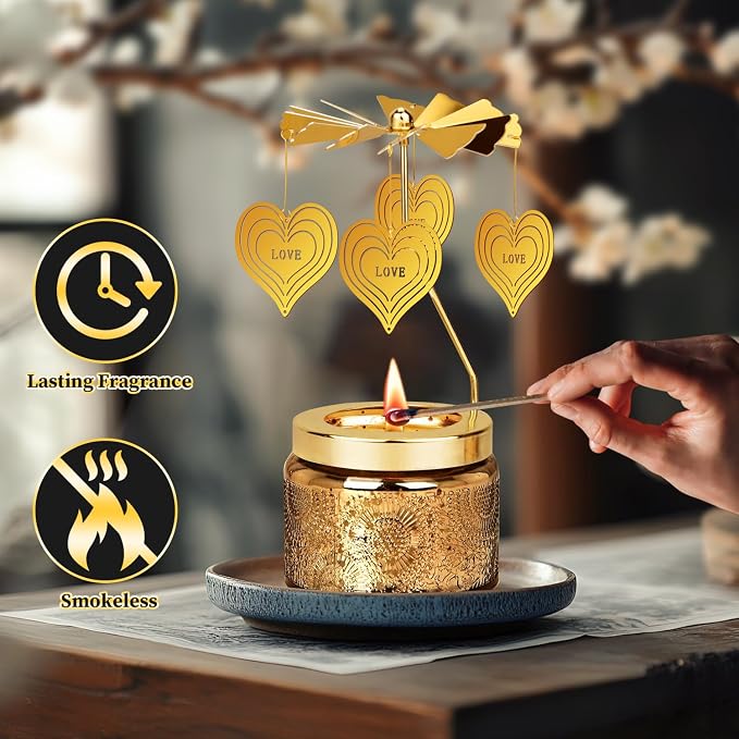 Nialnant I Love You Scented Candle Gifts for Her Him, Heart Birthday Gifts for Mom Grandma Girlfriend Wife Men Dad Husband Boyfriend, Rotating Scented Candles