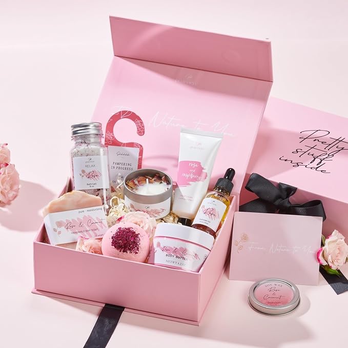 Mother's Day Gift for Mom Spa Gifts Bath Baskets Relaxing Spa Self Care Gift for Women Her Sister Wife Bridal Shower Gifts Box Home Bath Care Package Thank You Birthday for Women Friendship Ideas