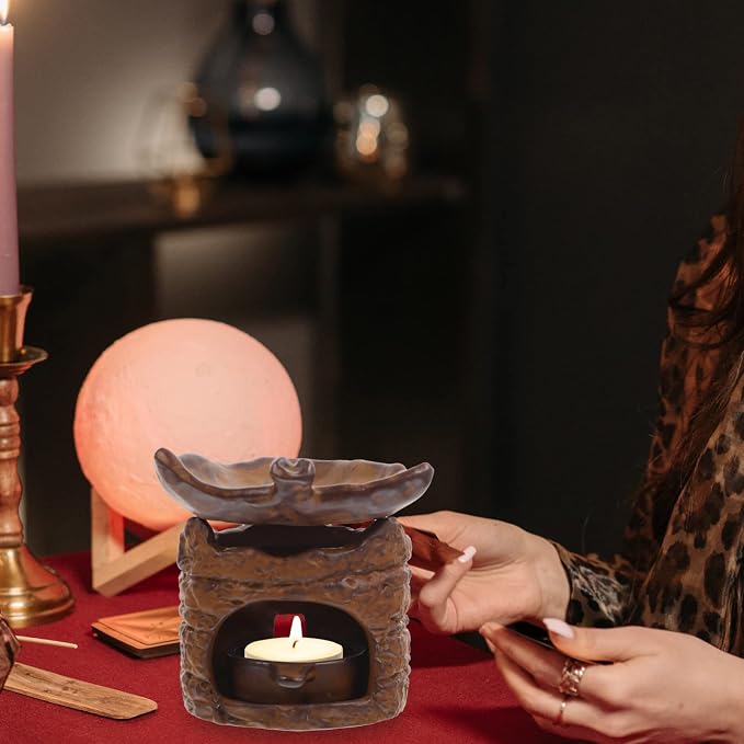 Decorative Incense Burner Censer for Aromatherapy Tea Ceremony Retro Desktop Ornament for Meditation Relaxation Multi-Purpose Essential Oil Stove Home Office Decor