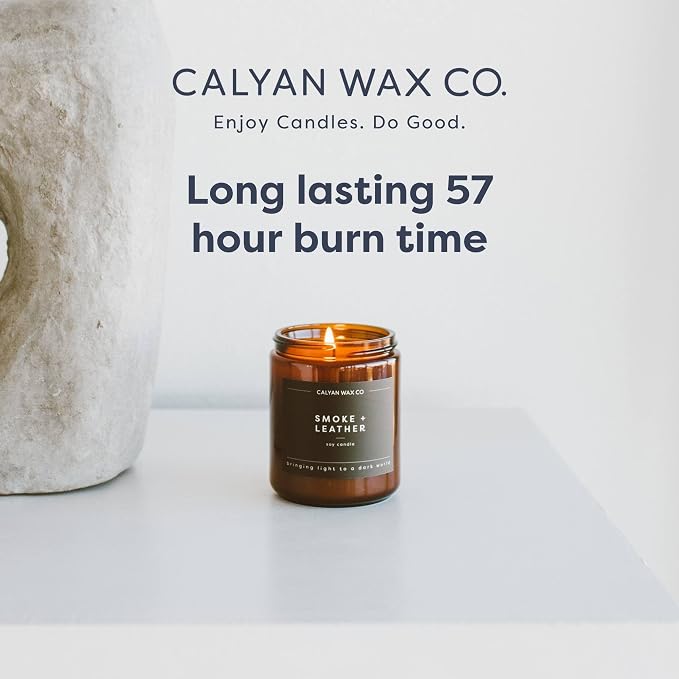 Calyan Wax Co. Grapefruit & Flora Scented Candle - 57 Hour Burn - Luxury Clean Soy Wax Candles - Long Lasting Amber Glass Jar Candle for Home - 7.2oz