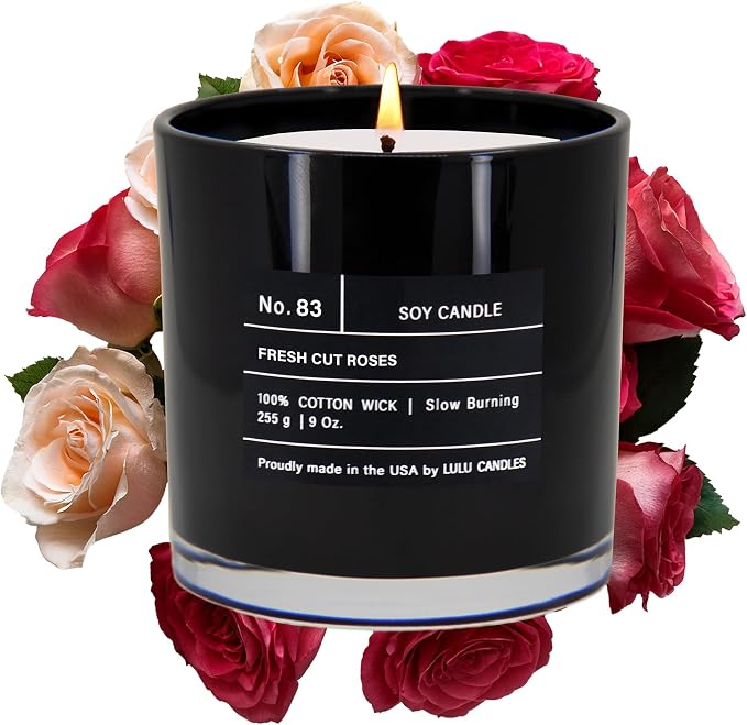 Lulu Candles | Fresh Cut Roses | Smells Floral & Musky | Luxury Scented Soy Jar Candle | Hand Poured in The USA | Highly Scented Long Lasting (9 Oz.)