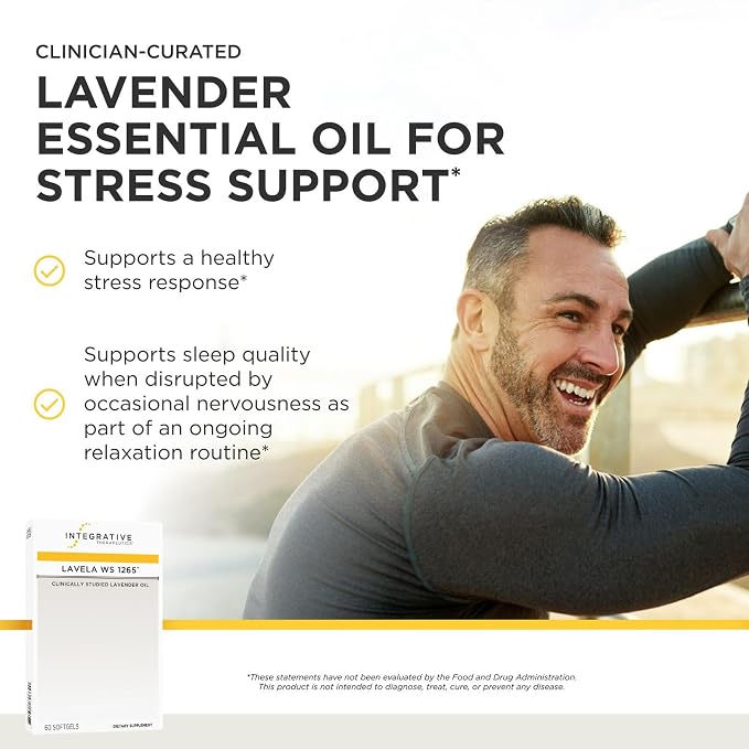 Integrative Therapeutics Lavela WS 1265 - Silexan Supplement for Sleep & Stress Support* - Lavender Essential Oil - 120 Softgels (120 Servings)