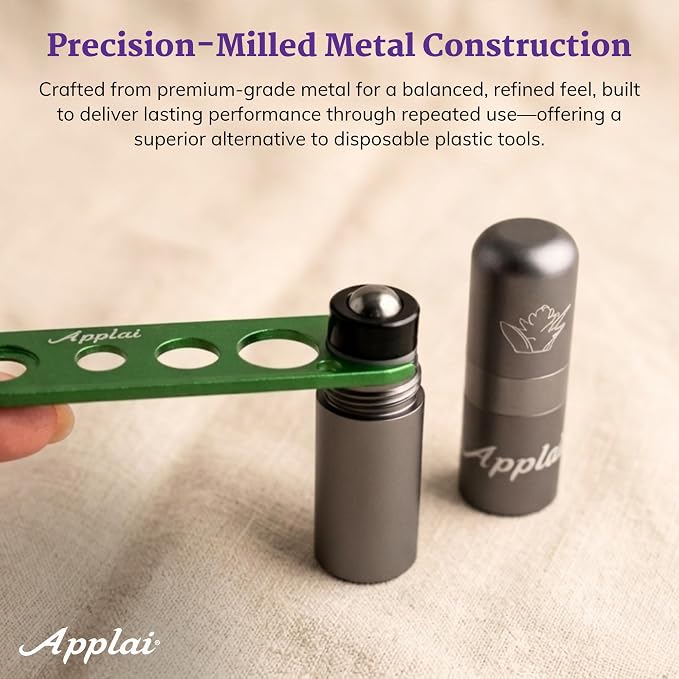 Applairelief - Roll-On Bottle Keys - Essential Oil Roller Ball Remover Tool - Precision Metal Cap Opener for Roller Bottles - Refillable Rollerball Aromatherapy Accessor - Green