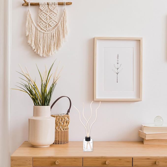 uxcell 20Pcs Wavy Rattan Reed Diffuser Sticks, 28cm/11 Natural Wooden Rattan Fragrance Diffuser Refill Sticks Replacement for Home, Bedroom, Hotel, Office, Bathroom Shelf Decor (Wood)