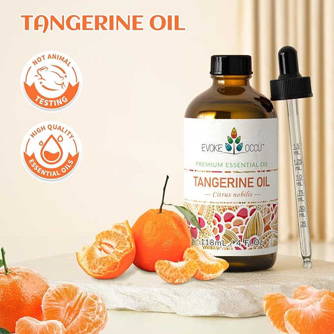 EVOKE OCCU Tangerine Essential Oil for Diffuser Fragrance DIY Candle Soap Making - 4 FL Oz