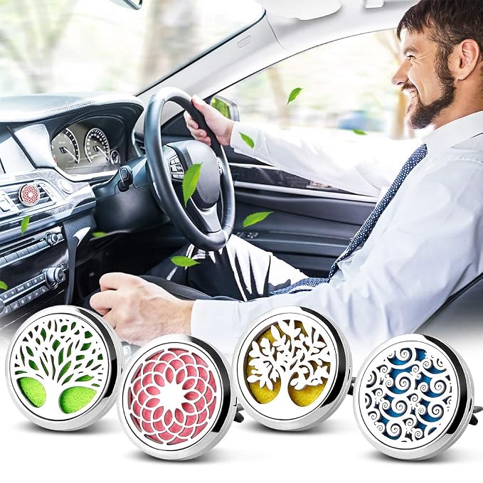 4PCS Car Vent Clip Diffuser Set with Felt Pads – Reusable Alloy Air Freshener Holder for Car, Office & Home, Gift for Women & Men, Christmas, Valentine's Day, Birthday