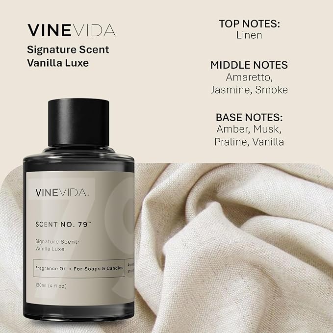 VINEVIDA [4oz] Vanilla Luxe Fragrance Oil for Candle & Soap Making - Natural Candle Scents Made in USA