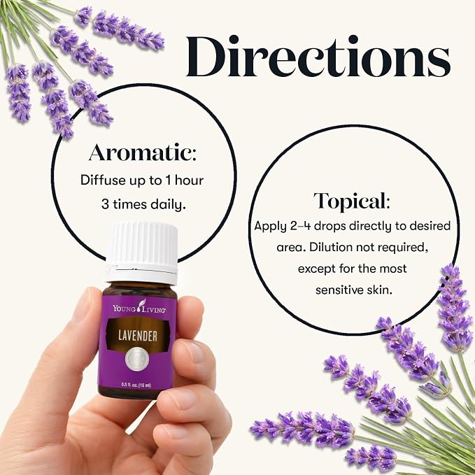 Young Living Lavender Essential Oil | 15 ml | Soothing & Relaxing Aroma for Massage, Aromatherapy, & Skin Care | Calms the Mind & Enhances Relaxation | Authentic Fragrance for Perfume