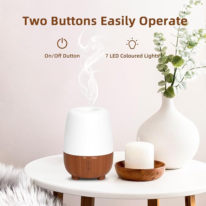 SEEDSEEL 150ML Rechargeable Battery Essential Oil Diffuser, Portable Cordless Aromatherapy Diffuser with 7-Hour Runtime, 7 LED Color Changing Lights for Bathroom,Bedroom, Office, Outdoor