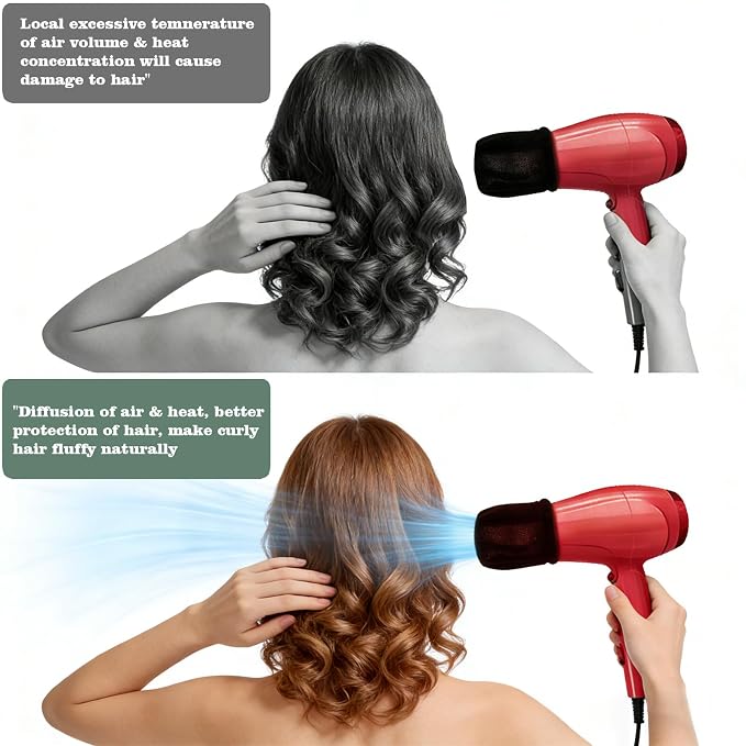 2Pcs Universal Sock Diffuser for Hair Dryer, Travel Hair Dryer Diffuser Sock‌, Soft, Heat-Resistant, Flexible,, Fits Most Hair Dryers