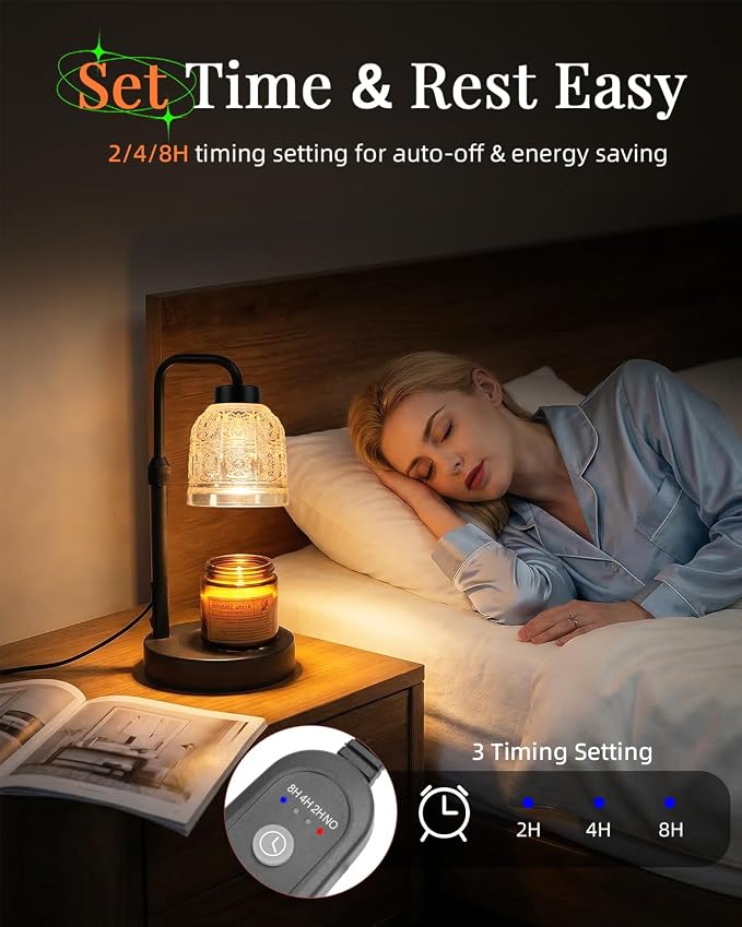 AIFEI Candle Warmer Lamp with Timer, Dimmable Adjustable Height Candle Lamp, Birthday Gifts for Women Mom Sister Friends, Candle Warmer Gifts New Home Decor, Candle Lamp Warmer with 2 Bulbs - Black