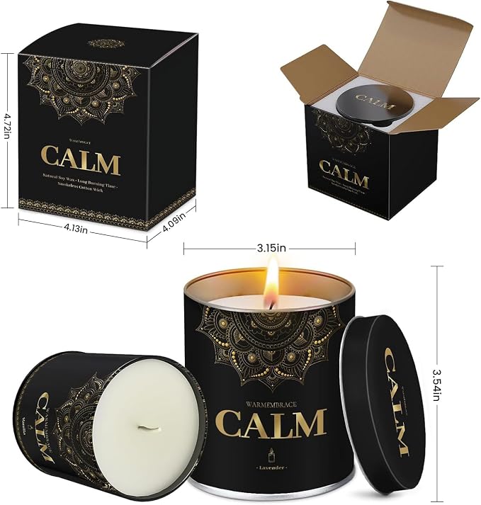 WarmEmbrace Lavender Scented Candles, 9 Oz Jar Candles for Home, Office, Meditation, Yoga, Candles for Women & Men, Father's Day, Birthday, Christmas, Mother's Day Present, Housewarming Gift