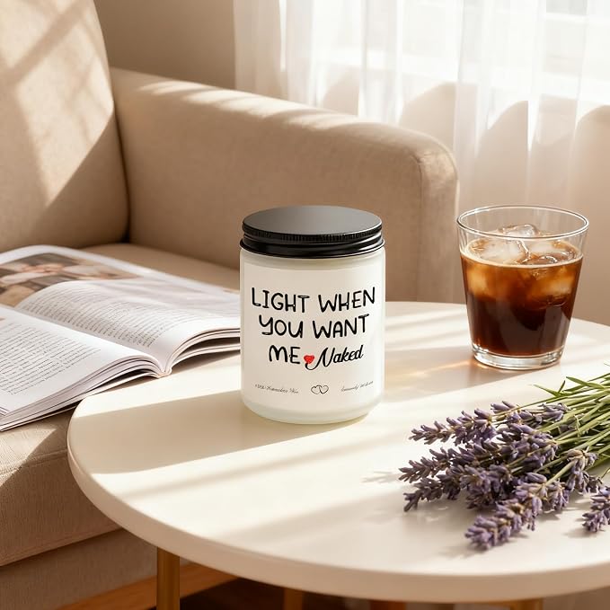 Father’s Day Gift for Husband from Wife – Funny “Light When You Want Me” Candle – Handmade Lavender Scented Candle, 7oz – Gifts for Him, Boyfriend, Men, Couples