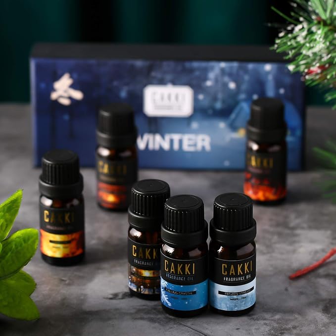 CAKKI Winter Essential Oils Set - 6 Scents for Diffusers, Candles, Soaps, Gifts