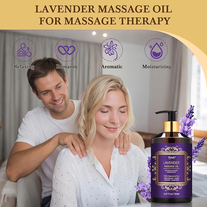 Pjordo 3 Pack Massage Oil for Massage Therapy, Lavender Oil for Relaxation, Sore Muscle Arnica Oil & Cellulite Massage Oil, with Massage Roller Ball & Thumb Saver Tool, Massage Kit for Him Her