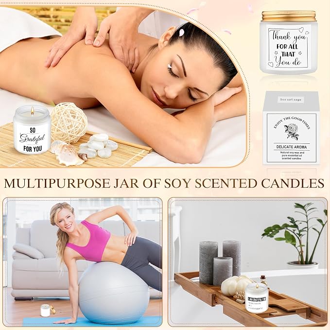 MTLEE 20 Pcs Thank You Gifts Candles 3.5 oz Employee Appreciation Inspirational Scented Soy Wax Candle Thanks Gift for Coworker Women Volunteer Teacher(Appreciation,White)