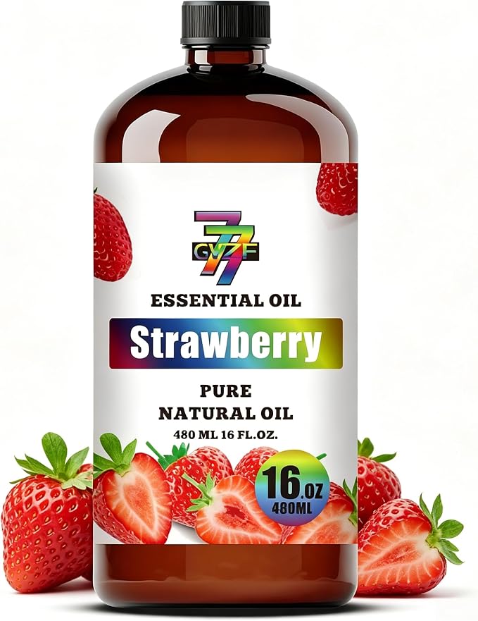 Strawberry Essential Oil, Strawberry Oils, for Diffuser, Humidifier, DIY Candles, Soap, Kids Room, Home, Gift, Essential Oil, GV77ZF Strawberry Fragrance Oil - 16 fl oz (480 ml)