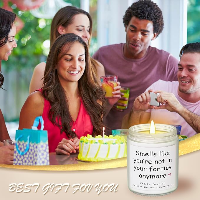 Lihome 50th Birthday Gifts for Her Him– Funny Birthday Candle & Decorations, Best Friend Gift Idea – Natural Soy Wax Vanilla Coconut Scented Candle (7oz)