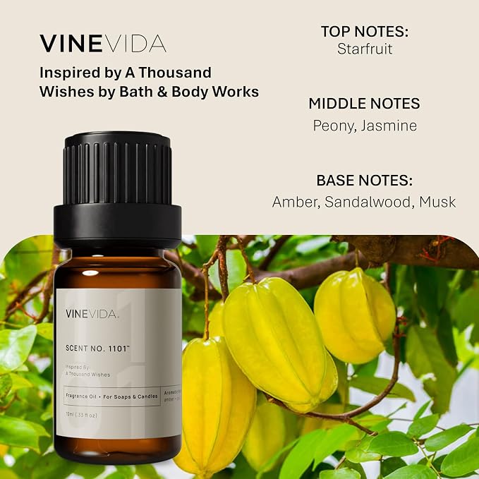 VINEVIDA [0.33oz] A Thousand Wishes - Fragrance Oil for Candle Making and Soap Making - Premium Candle Scents for Soy Candles
