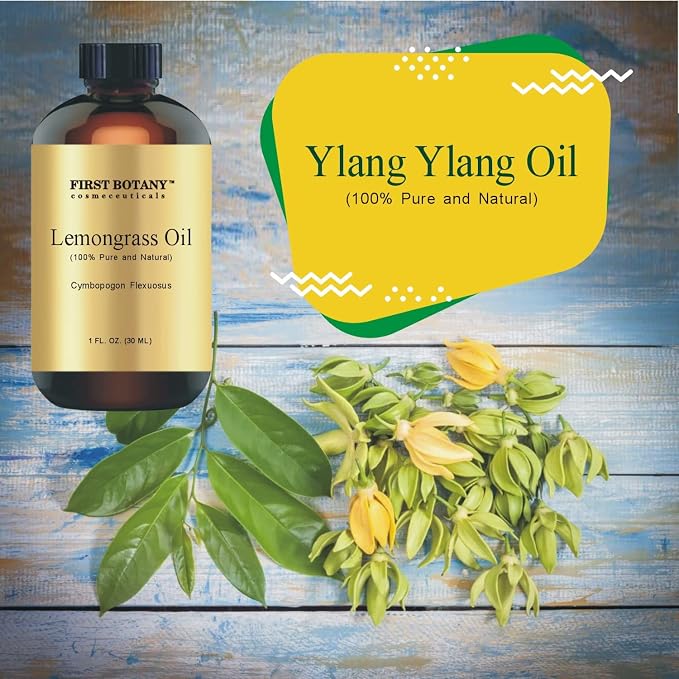 First Botany, 100% Pure Oil Ylang Ylang Oil - Premium Ylang-Ylang Essential Oil for Aromatherapy, Massage, Topical & Household Uses - 1 fl oz