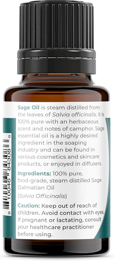 Viva Doria Sage Essential Oil, 100% Pure, Natural, Dalmatian Sage Essential Oil, Undiluted, for Aromatherapy | Food Grade, 15 mL (0.5 Fluid Ounce)
