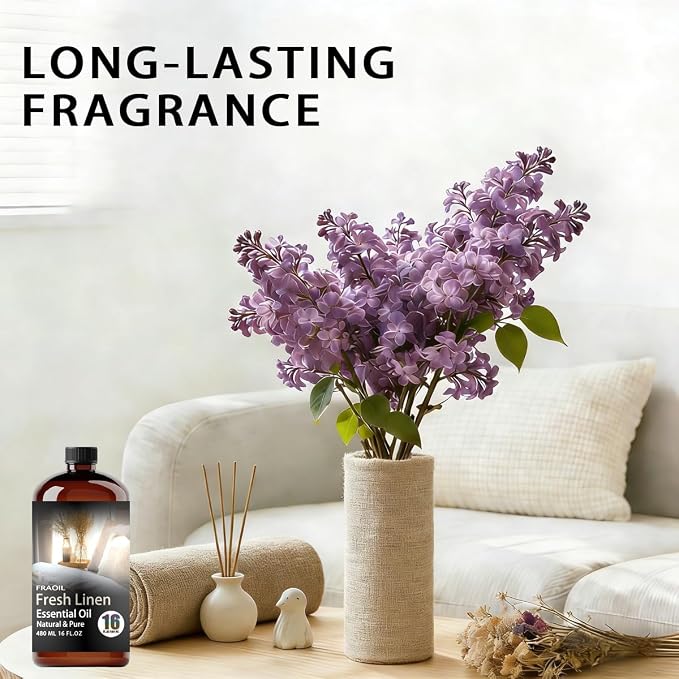 Fresh Linen Essential Oil, Fresh Linen Oil 16 Fl Oz 480ML for Diffuser Humidifier Yoga Cleaning DIY Candle Soap Making Perfume Gift for Women Fresh Linen Fragrance Oils