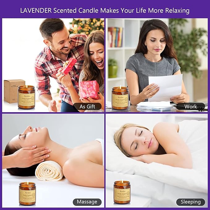 Lavender Eucalyptus Candle and Lavender Lemon Candle, Scented Candles Aromatherapy Candles, Stress Relief and Relax Candles Gift for Women