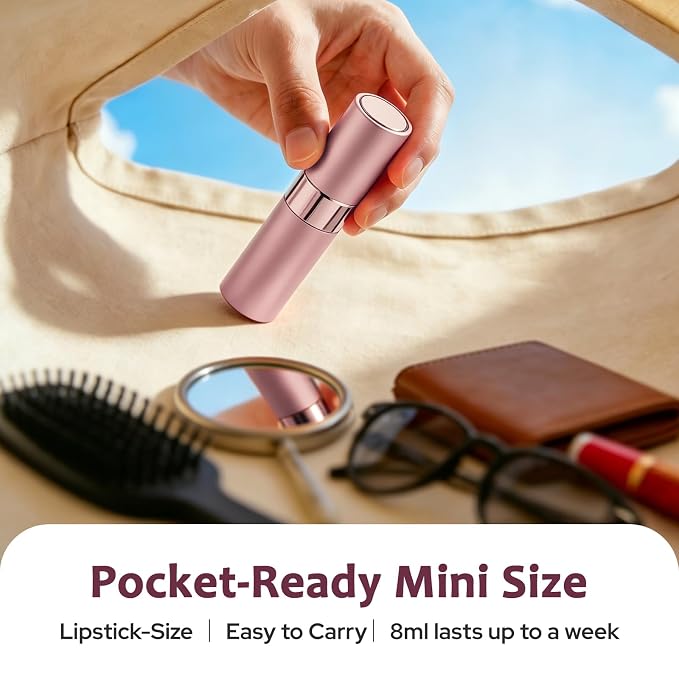 LISAPACK 8ML Atomizer Perfume Spray Bottle for Travel (3 PCS) Empty Cologne Dispenser, Portable Sprayer (Pink)