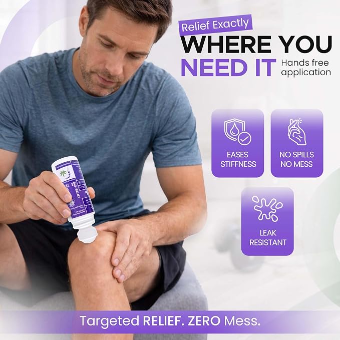 BioRelief Nighttime Maximum Strength Hemp Pain Relief Roll-On Gel w/Soothing Lavender Scent – Overnight Cooling Menthol for Muscle & Joints – No-Mess, Fast-Absorbing Topical Pain Relief