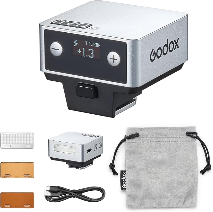 GODOX iT20 Mini TTL Camera Flash Light (45g Ultra-Light) 700 Full Flashes, 1.5s Recycle, Magnetic Accessories for Canon Nikon Sony Fuji Olympus (Siliver, for Canon)
