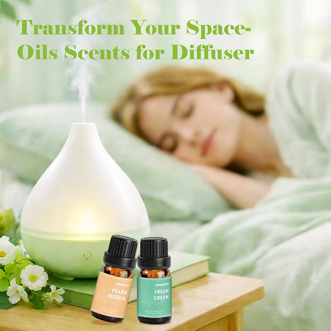 AmaKane Spring Fragrance Oil, Diffuser Oil Scents, Candle Scents for Candle Making, Soap Making Scents, Rose& Lychee, Wildflowers Breeze, Fresh Green, Pear& Freesia, More Essential Oils
