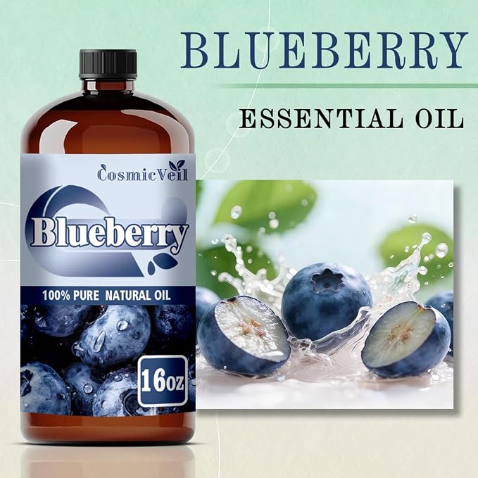 Blueberry Essential Oil for Aroma Diffuser,Humidifier,Home Fragrance,Cleaning,Body Care,Massage,Yoga,DIY Candle,DIY Soap CosmicVeil（Blueberry，16 Fl Oz (Pack of 1)）