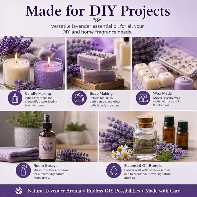 2 Bottles – GreenHealth Lavender Essential Oil – 16 fl oz Each (32 fl oz Total) – 100% Pure & Uncut – Aluminum Bottles – Bulk Lavender Oil for Diffuser, Aromatherapy, Soap Making & Candles (Pack of 2)