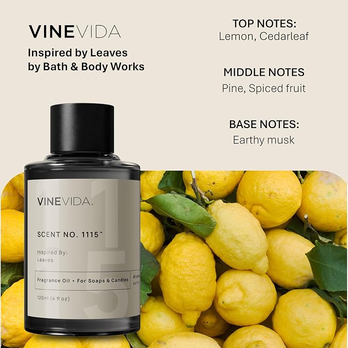 VINEVIDA [4oz] Leaves Fragrance Oil for Candle Making and Soap Making - Premium Candle Scents for Soy Candles
