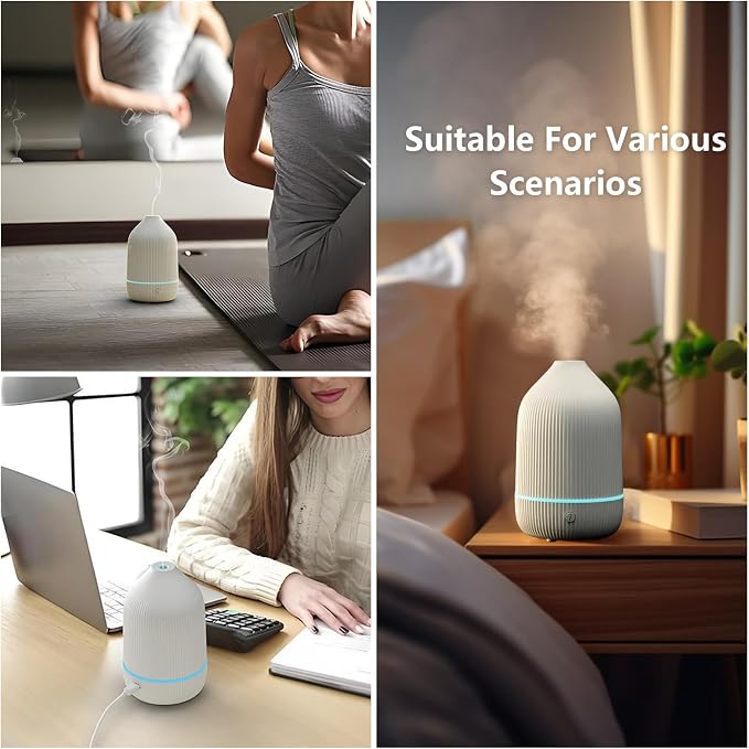 Diffuser,USB Plug-in Car Portable Aromatherapy Diffuser, 7 Colors Lights 2 Switch Mode Waterless Auto Off for Car Home Office Room (USB Power)