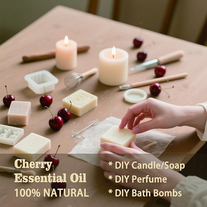 Cherry Essential Oil, Cherry Oil for Diffuser, Humidifier, DIY Candle, Soap, Sweet Scent, Home, Office, Gift Ready,Cherry Fragrance Oil – MLYNKL Essential Oils (16.33 fl oz / 490ml)