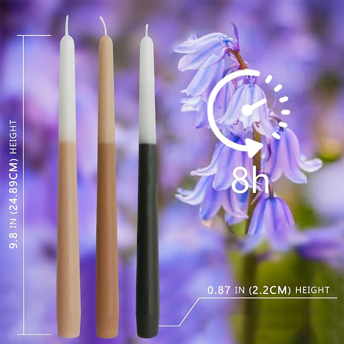 Dripless Candles Scented Candle Sticks - Gedengni 6pcs Gradient Colored Candles Brown Taper Candle Aromatherapy Candles for Dinner Wedding Party Decor Idea (8S-Bluebell)
